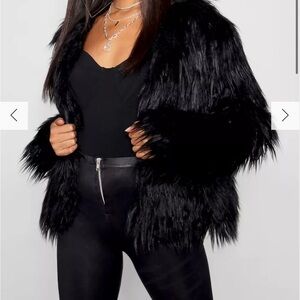 Shaggy faux fur coat jacket